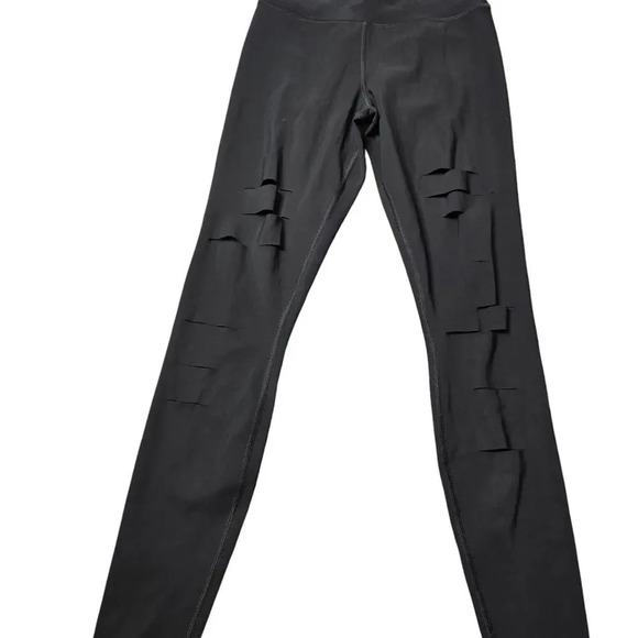 Alo High Waisted Ripped Warrior Black Legging - Picture 3 of 7